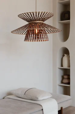 Suspension en bambou abat-jour naturel et marron 57x27cm Machu Picchu - Good & Mojo