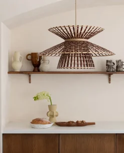 Suspension en bambou abat-jour naturel et marron 57x27cm Machu Picchu - Good & Mojo