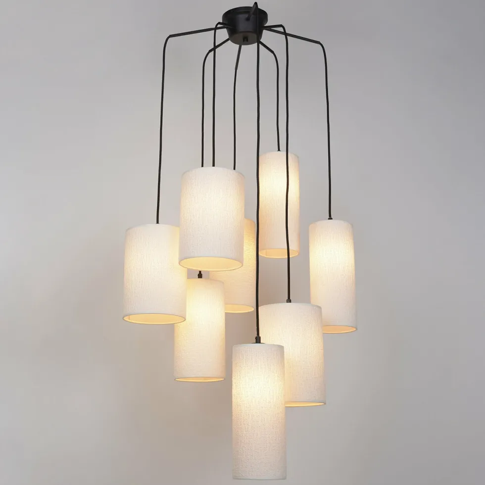 Suspension en grappe 8 lumières en métal et en tissu Cosiness - Market set