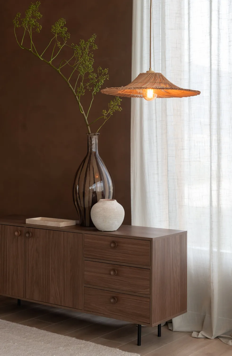 Suspension en rotin et abat-jour naturel 53x11cm Cancun - Good & Mojo