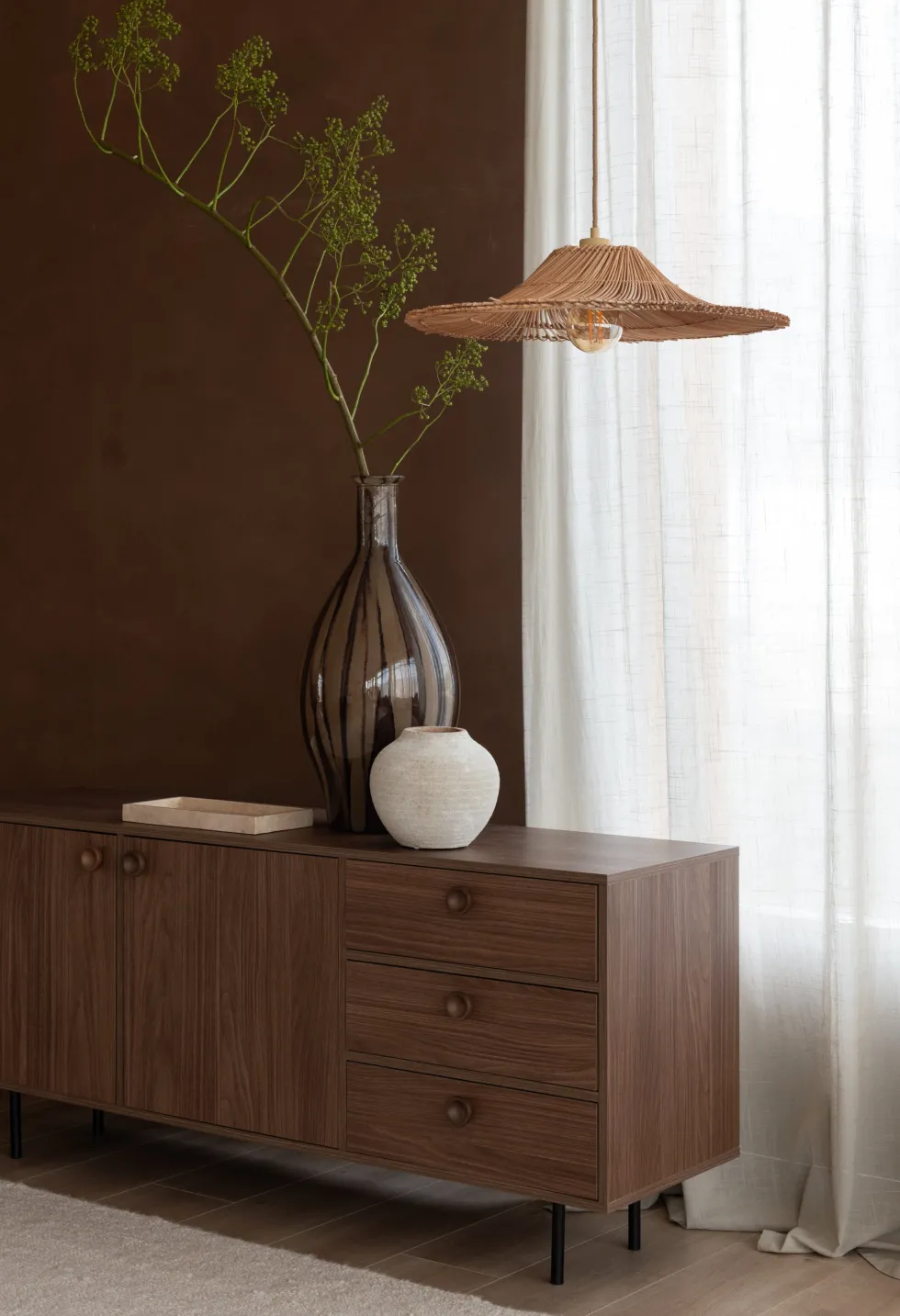 Suspension en rotin et abat-jour naturel 53x11cm Cancun - Good & Mojo