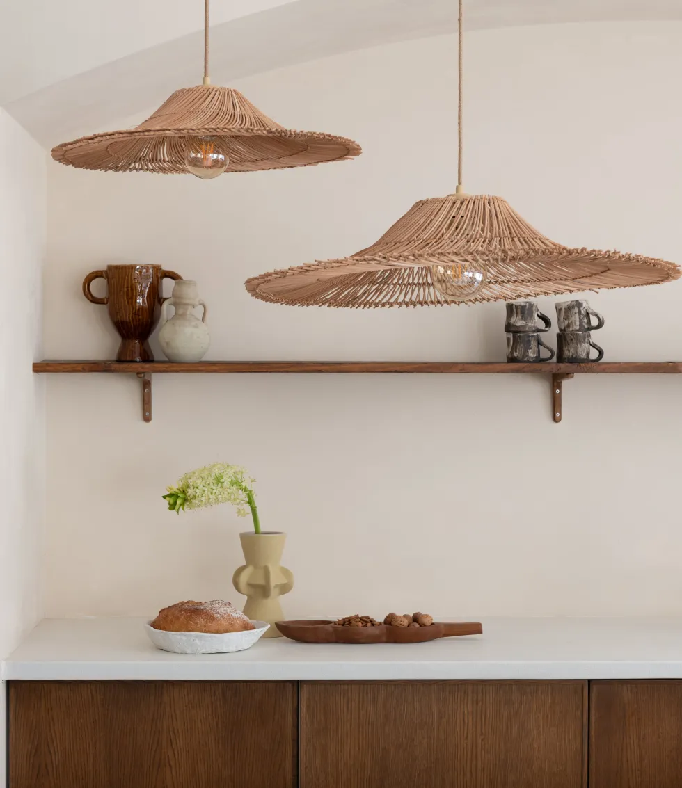 Suspension en rotin et abat-jour naturel 53x11cm Cancun - Good & Mojo