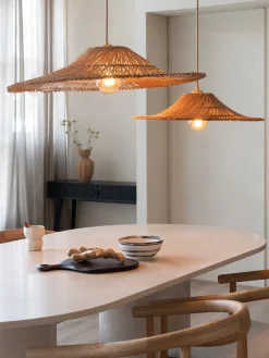 Suspension en rotin et abat-jour naturel 53x11cm Cancun - Good & Mojo