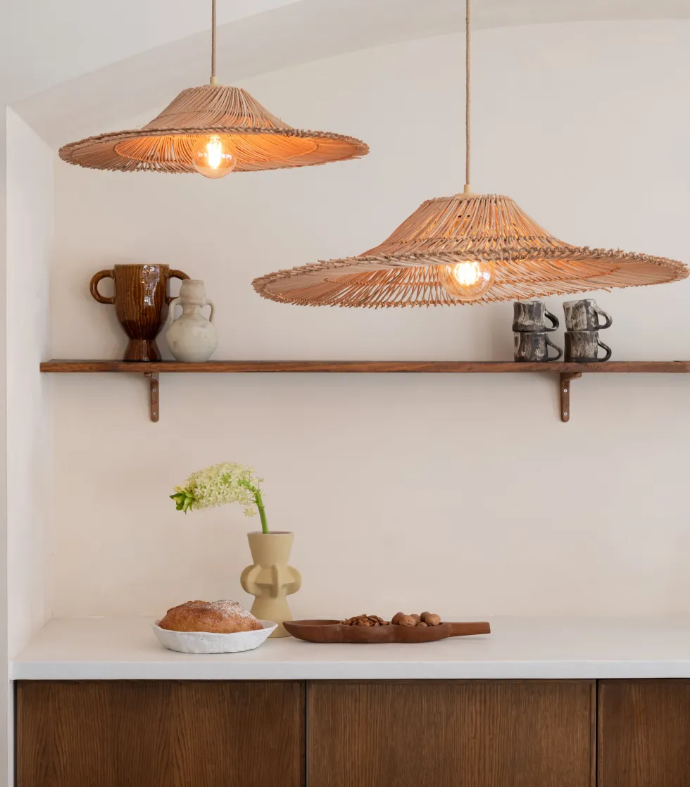 Suspension en rotin et abat-jour naturel 53x11cm Cancun - Good & Mojo