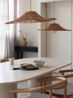 Suspension en rotin et abat-jour naturel 53x11cm Cancun - Good & Mojo