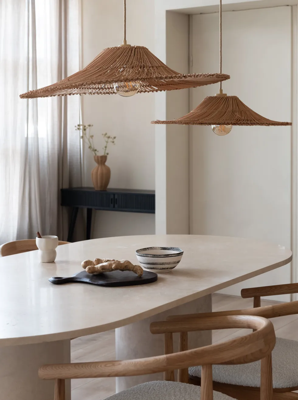 Suspension en rotin et abat-jour naturel 53x11cm Cancun - Good & Mojo