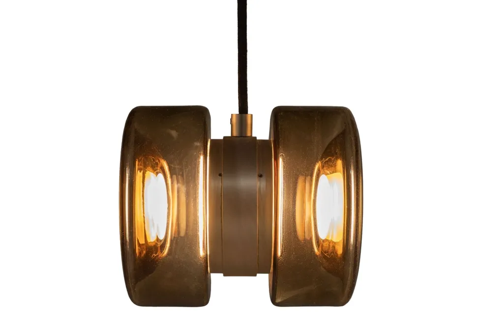 Suspension en verre fumé et bronze 17x15cm Alma - Versmissen