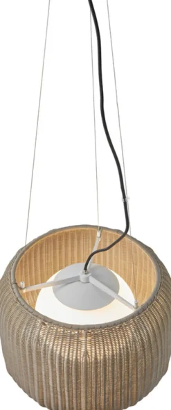 Suspension led dimmable triac en aluminium blanc et abat-jour beige clair 50x184cm Fora - Bover