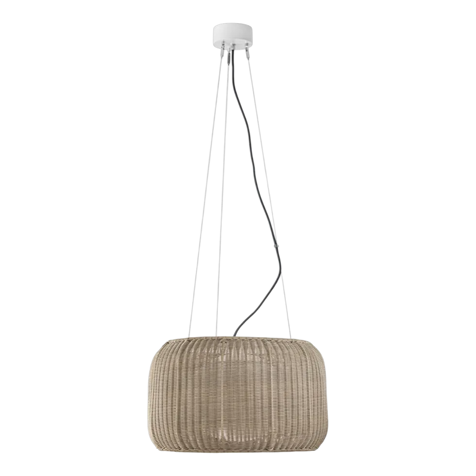Suspension led dimmable triac en aluminium blanc et abat-jour beige clair 50x184cm Fora - Bover