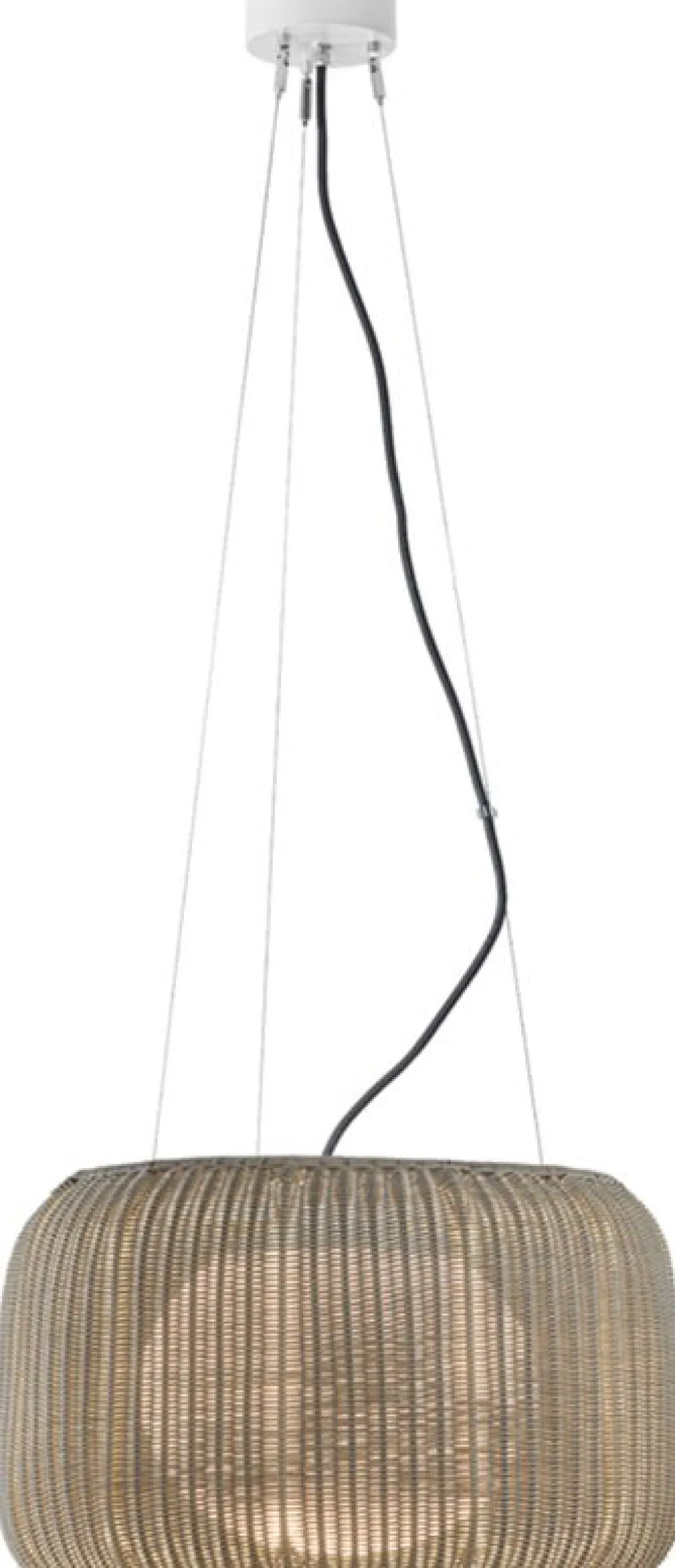 Suspension led dimmable triac en aluminium blanc et abat-jour beige clair 50x184cm Fora - Bover