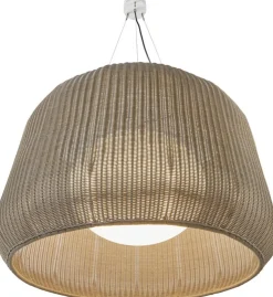 Suspension led dimmable triac en aluminium blanc et abat-jour beige clair 90x250cm Fora - Bover