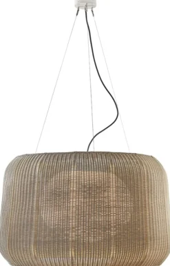 Suspension led dimmable triac en aluminium blanc et abat-jour beige clair 90x250cm Fora - Bover