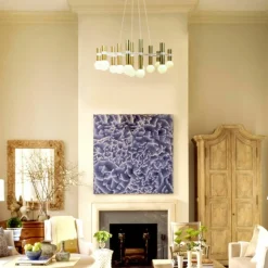 Suspension or et verre opaque Louise 12 - Elements Lighting