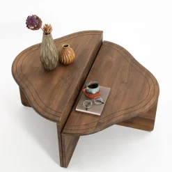 Table basse assymétrique en bois foncé 90x40x45cm Altopiano - Home Design