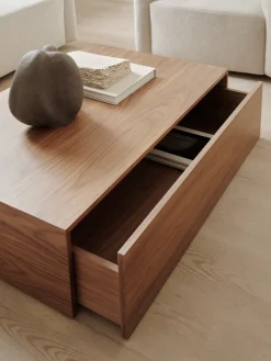 Table basse avec tiroir en noyer 103x60cm Mass - New Works
