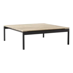 Table basse de jardin carrée en bois de teck et acier noir 90x90x30cm Ville AV50 - &tradition