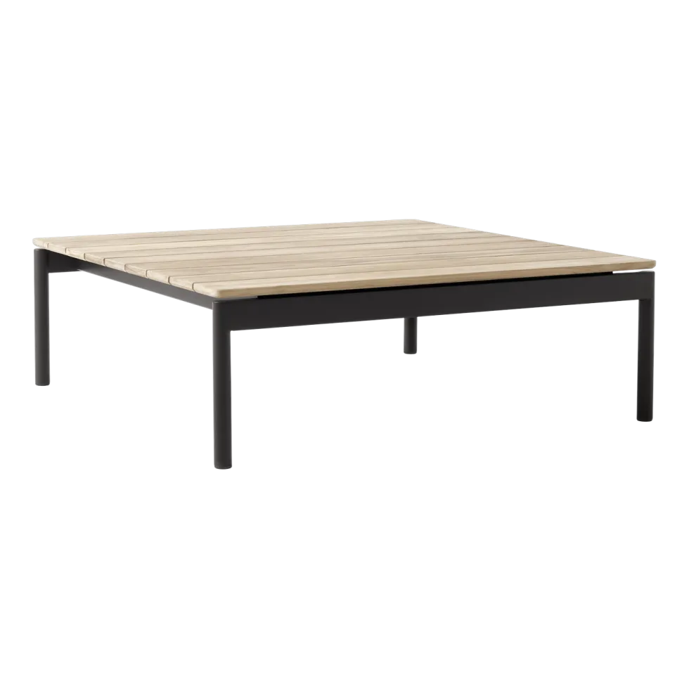 Table basse de jardin carrée en bois de teck et acier noir 90x90x30cm Ville AV50 - &tradition