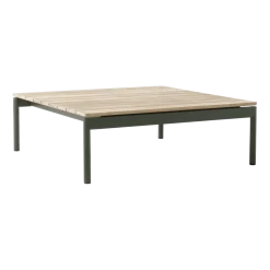 Table basse de jardin carrée en bois de teck et acier vert bronze 90x90x30cm Ville AV50 - &tradition