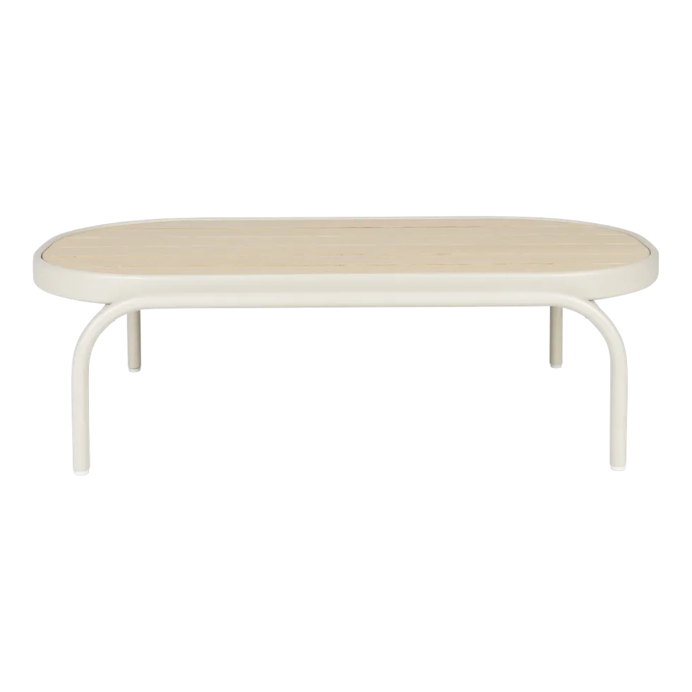 Table basse de jardin en aluminium beige et bois 110x62,5x32cm Vista - Zuiver