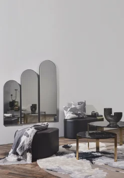 Table basse en acier doré et marbre noir 45 x 80 cm Tribus - AYTM