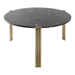Table basse en acier doré et marbre noir 45 x 80 cm Tribus - AYTM