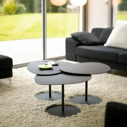 Table basse en acier mat terracotta 39 cm Galet 02 - Matière Grise