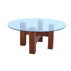 Table basse en bois et plateau en verre 80 cm - THEM