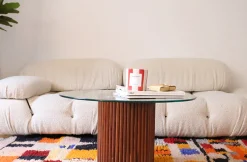 Table basse en bois et plateau en verre 70 cm - THEM