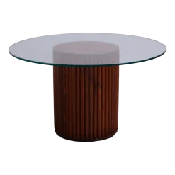 Table basse en bois et plateau en verre 70 cm - THEM