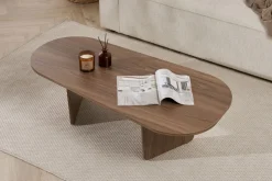 Table basse en bois foncé 130x65x40cm Ovalis - Home Design