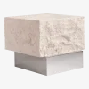 Table basse en calcaire et acier chromé 40x42x35cm Temple - 101 COPENHAGEN