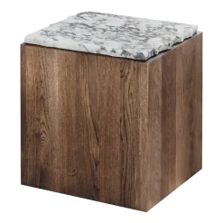 Table basse en chêne fumé et marbre blanc Calacatta Viola Pera S - Un’common