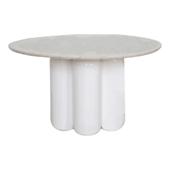 Table basse en céramique blanc et plateau recyclé 67x30cm Charlotte - Cosin Paris
