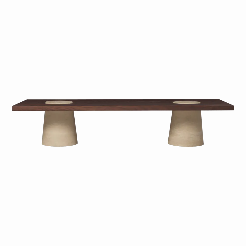 Table basse en en travertin et frêne carbonisé 55x155x34cm Grova - Ferm living