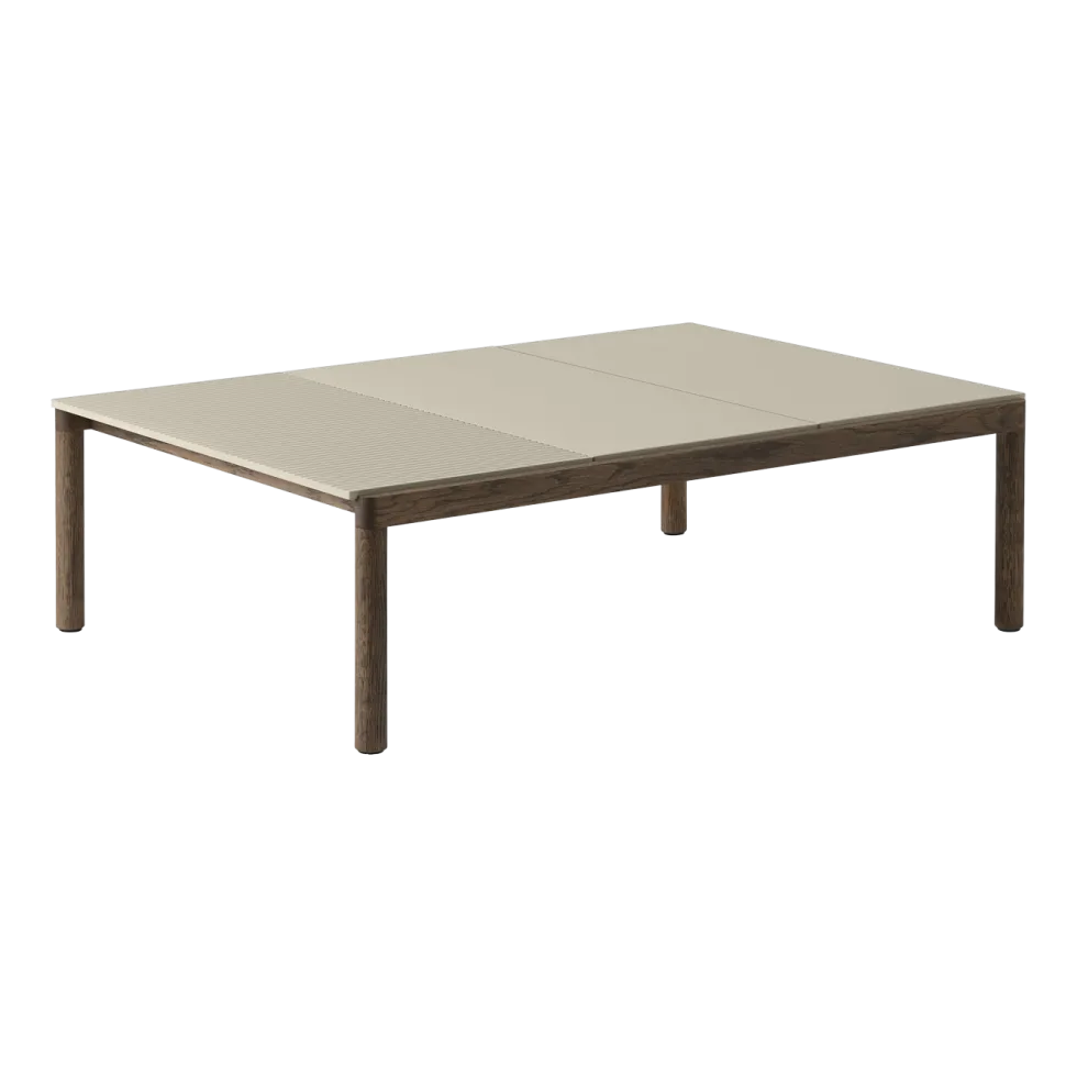 Table basse en grès beige sable wavy et chêne foncé 85 x 120 cm Couple - Muuto