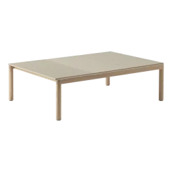Table basse en grès beige sable wavy et chêne naturel 85 x 120 cm Couple - Muuto