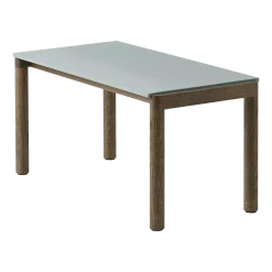 Table basse en grès bleu pâle lisse et chêne foncé 85 x 40 cm Couple - Muuto