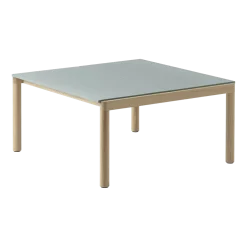 Table basse en grès bleu pâle lisse et chêne naturel 85 x 80 cm Couple - Muuto