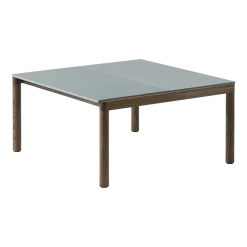 Table basse en grès bleu pâle wavy et chêne foncé 85 x 80 cm Couple - Muuto