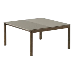 Table basse en grès taupe wavy et chêne foncé 85 x 80 cm Couple - Muuto