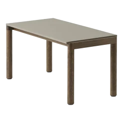 Table basse en grès taupe wavy et chêne foncé 85 x 40 cm Couple - Muuto