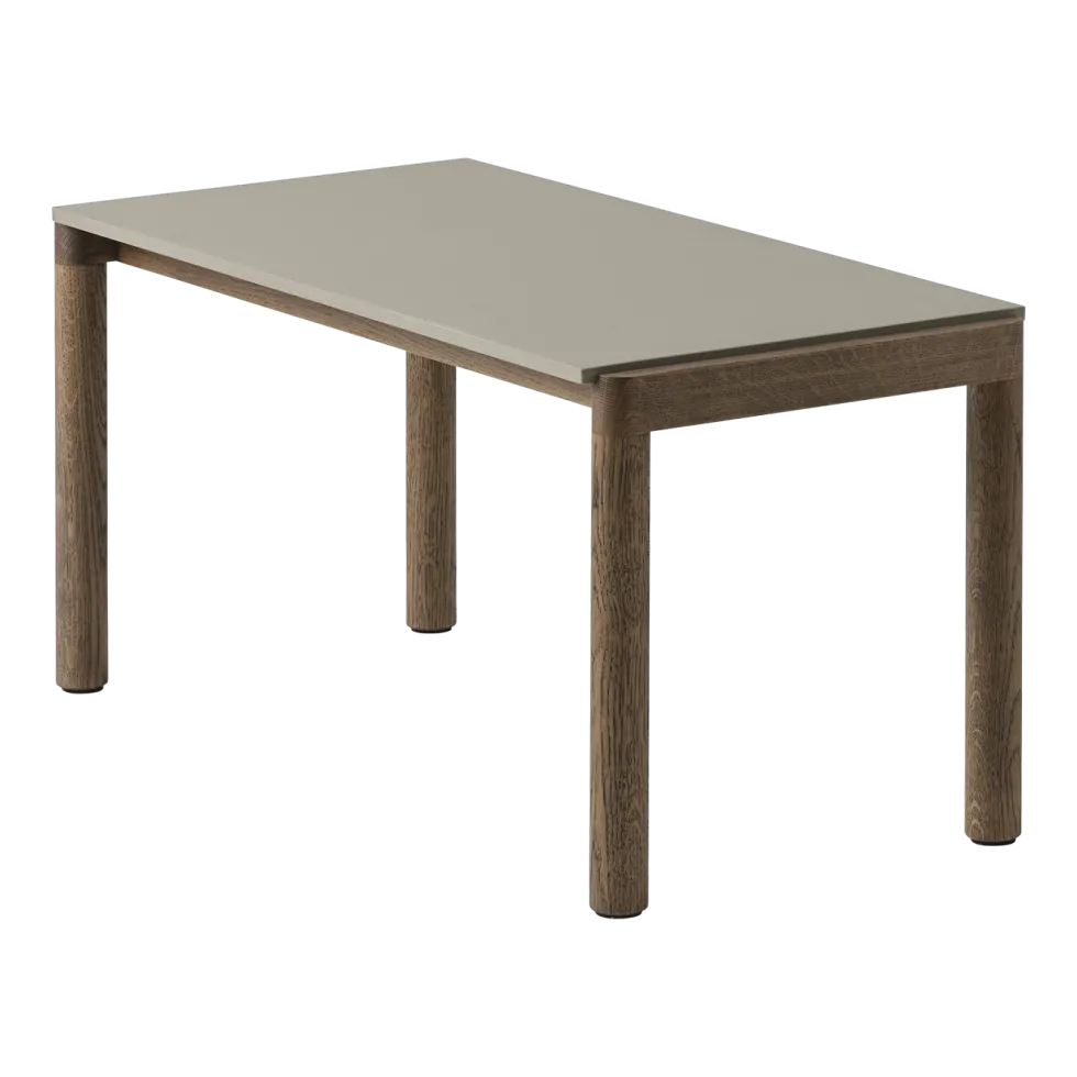 Table basse en grès taupe wavy et chêne foncé 85 x 40 cm Couple - Muuto