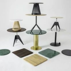 Table basse en marbre blanc et bois de chêne naturel Fan - Tom Dixon