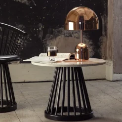 Table basse en marbre blanc et bois de chêne naturel Fan - Tom Dixon