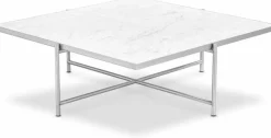 Table basse en marbre blanc et piètements en acier inoxydable Coffee 90 - Handvärk