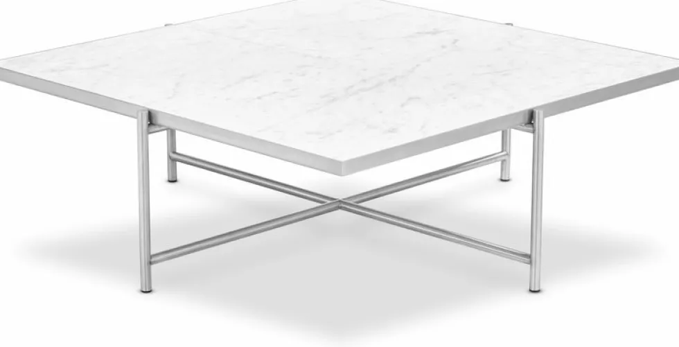 Table basse en marbre blanc et piètements en acier inoxydable Coffee 90 - Handvärk