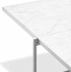 Table basse en marbre blanc et piètements en acier inoxydable Coffee 90 - Handvärk