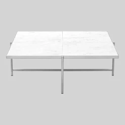 Table basse en marbre blanc et piètements en acier inoxydable Coffee 90 - Handvärk