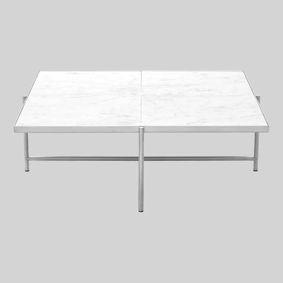 Table basse en marbre blanc et piètements en acier inoxydable Coffee 90 - Handvärk