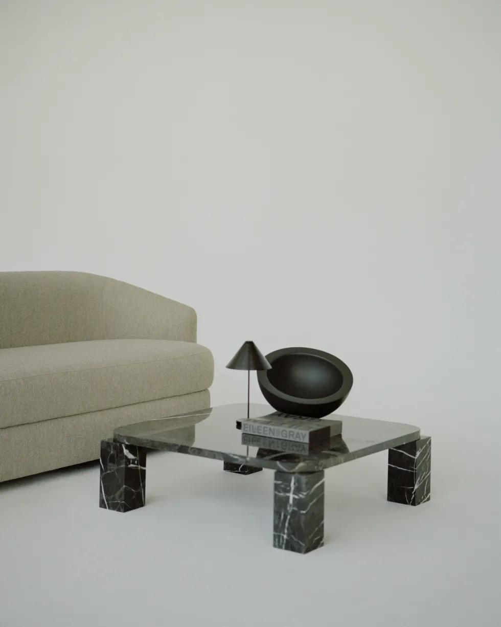 Table basse en marbre noir costa 82 x 82 cm - New works